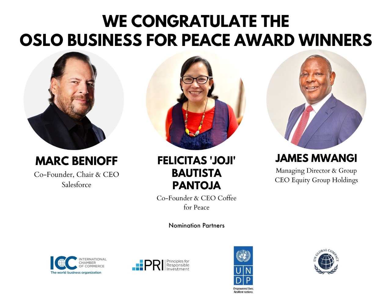 Equity CEO, Dr. James Mwangi, wins coveted Oslo Business for Peace Award